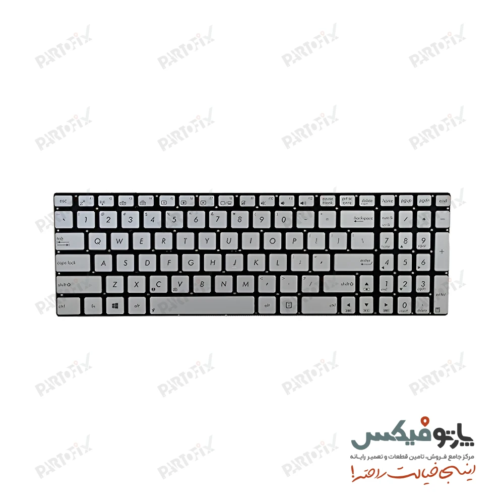 کیبورد لپ تاپ ایسوس Asus N56 N76 G56 نقره‌ای با بکلایت